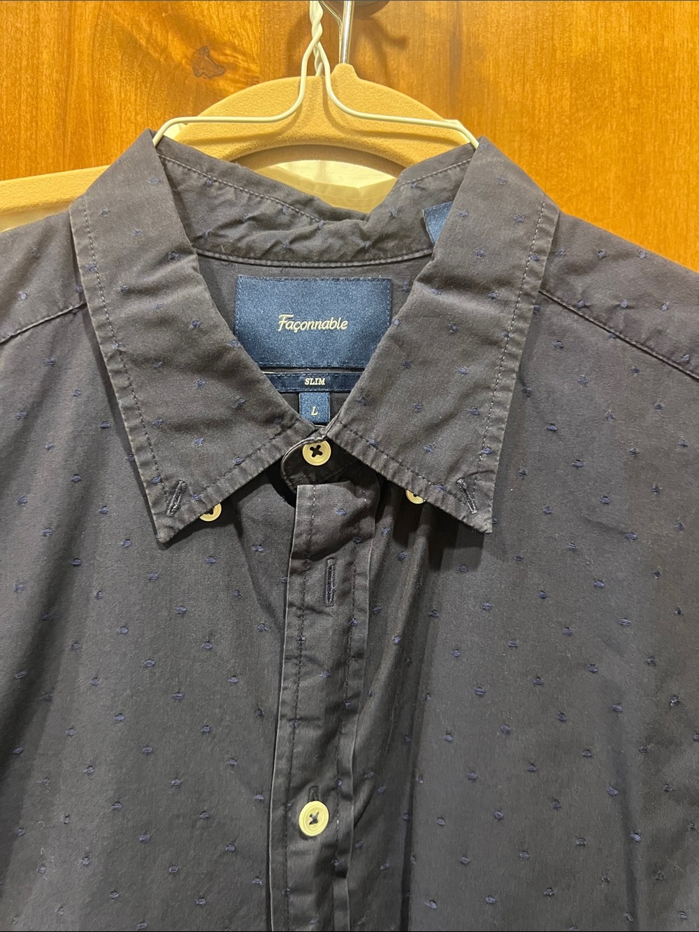 Faconnable Men’s Navy Textured Button-Up Shirt